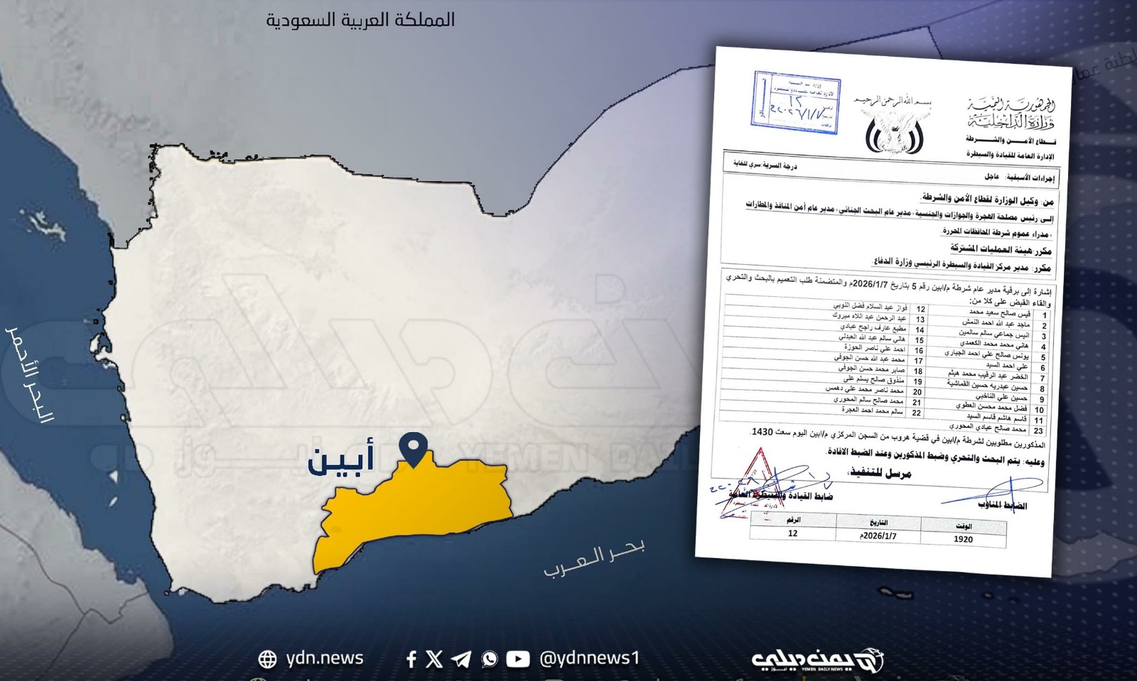 فرار جماعي لـ23 سجينًا إثر اقتحام مسلحين السجن المركزي في أبين (الأسماء)