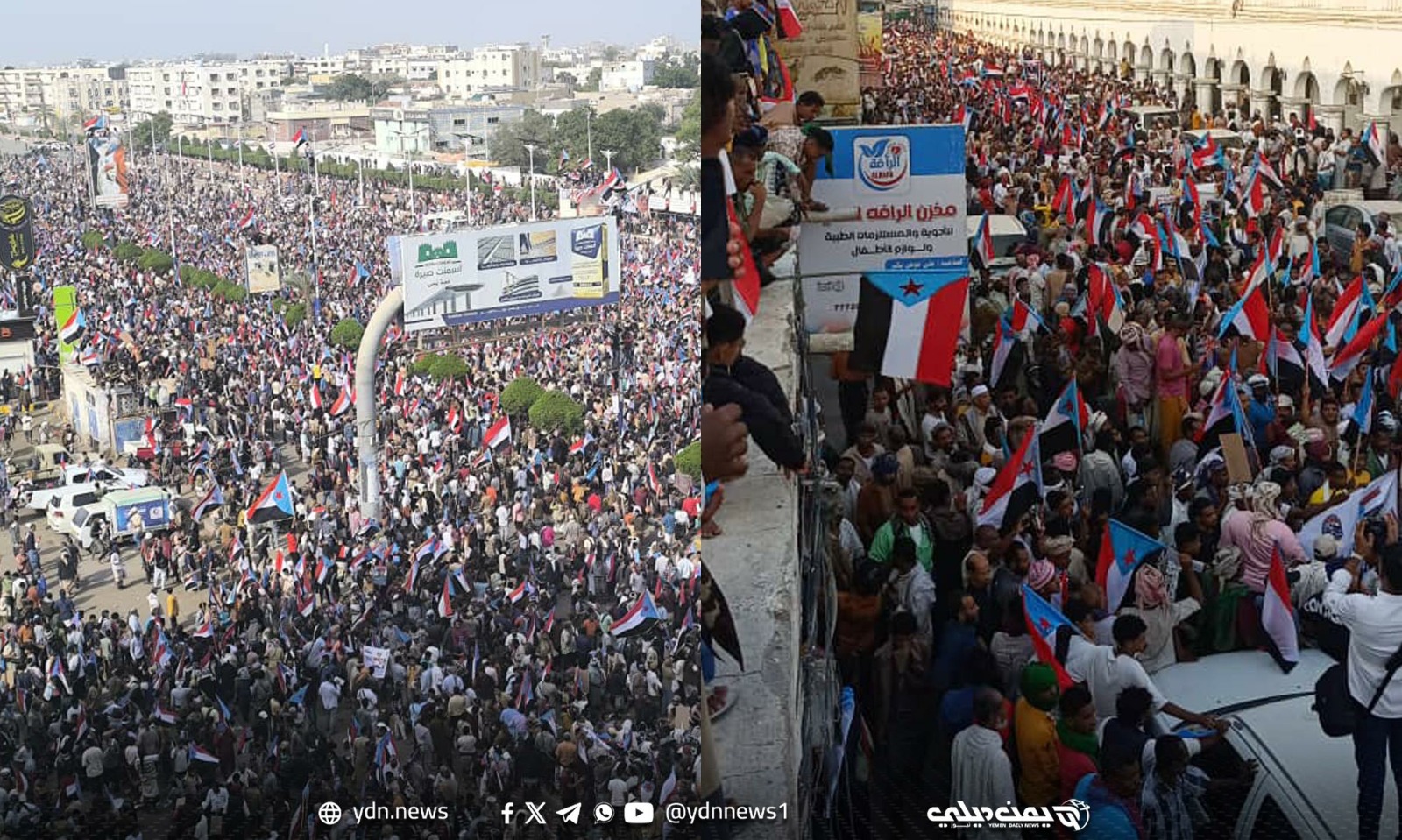 حشود الانتقالي في عدن والمكلا تعلن رفضها احتضان “الرياض” للحوار الجنوبي