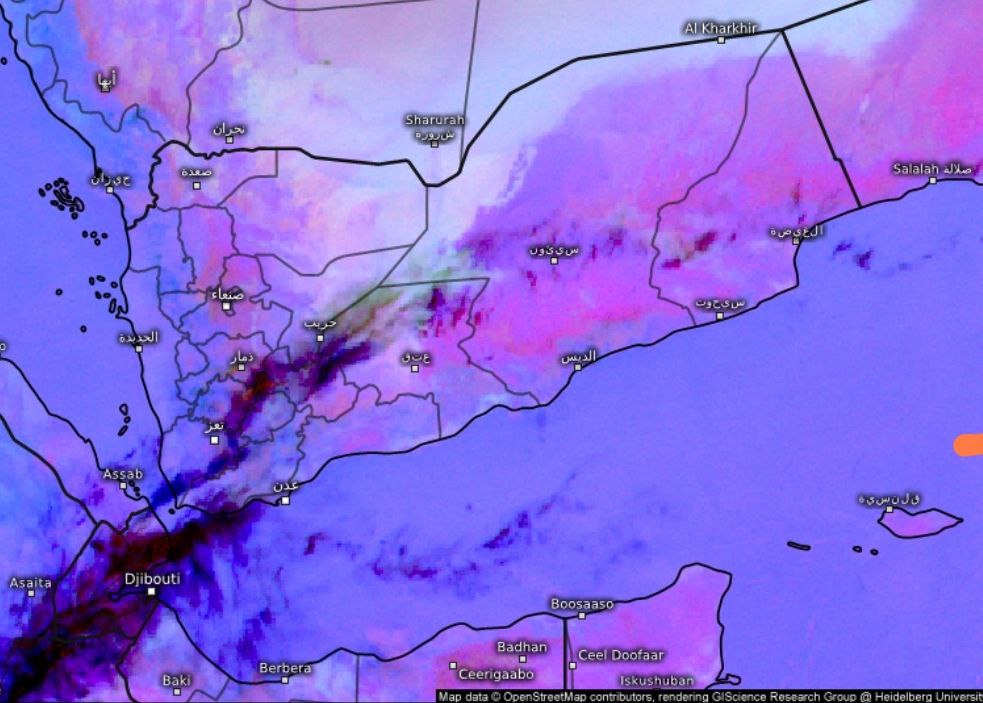 مركز الإنذار المبكر بحضرموت يحذّر من كتلة غبار قادمة من الربع الخالي خلال 48 ساعة